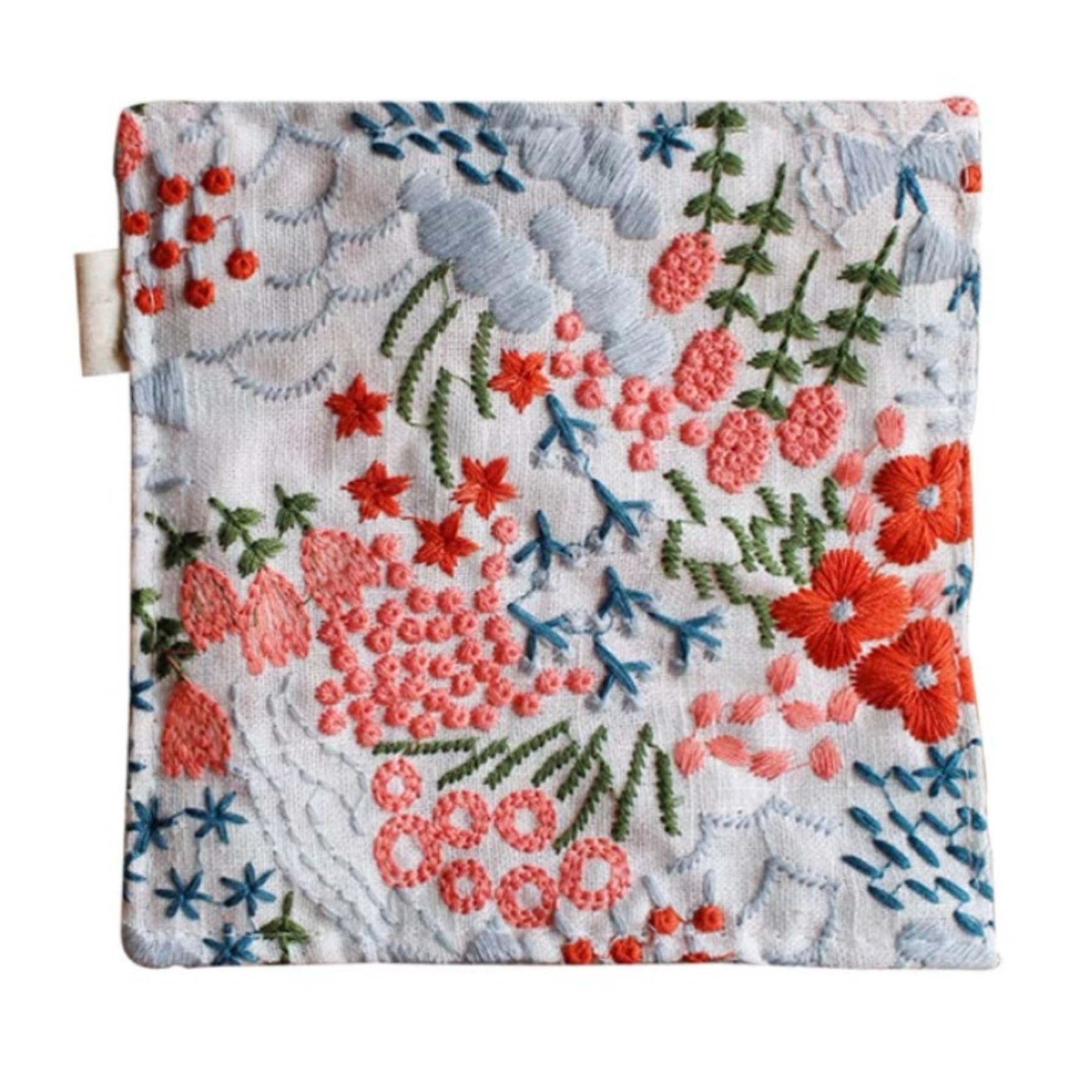 Pastoral Style Embroidered Fabric Coasters 4 Inch for Glass Cup Ceramic Cup, Japanese Style Deco for Kitchen Tea Table Cup Mat Cushion Pad (style02-white)