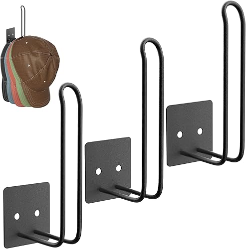 Miniatura 1 de Paquete de 3 percheros antioxidantes, organizador de sombreros para gorras de béisbol, adhesivo sin perforaciónsoporte para sombreros de