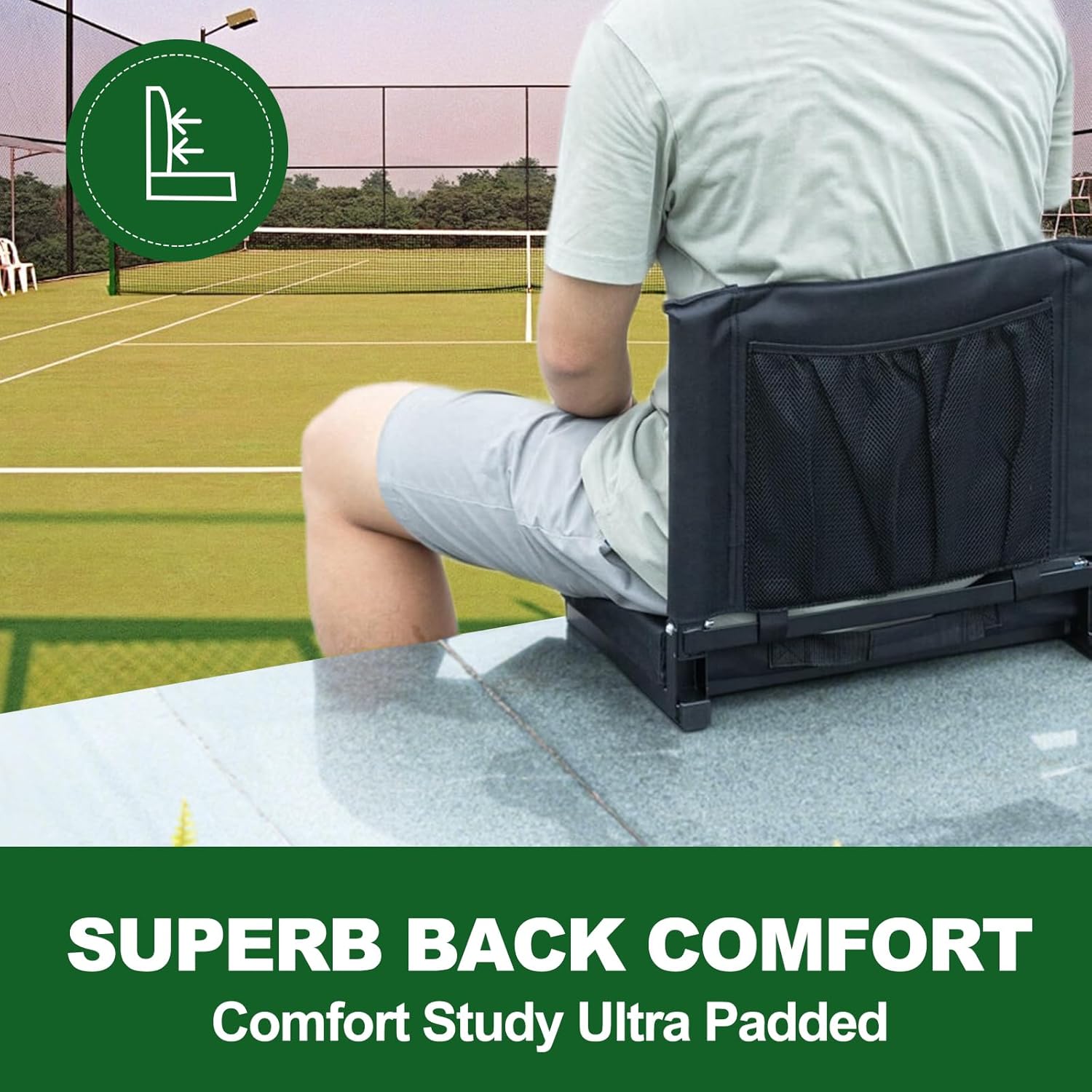 Stadium Seats for Bleachers with Back Support, Bleacher Chairs with Back，Portable Bleacher Seats with Cushions and Backpacks，Wide Stadium Chair for Sports Events and Concerts