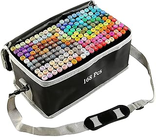 VBESTARTLY 168 Colors Alcohol Markers with Base, Permanent Dual Tip Art ...