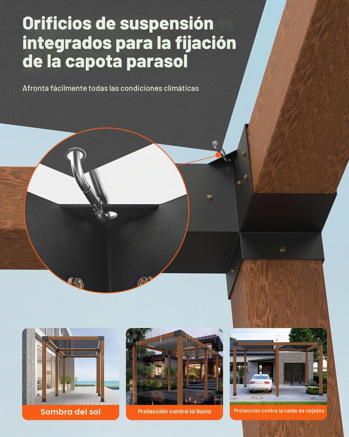 VEVOR Kit de Soportes de Esquina Resistentes de 3 Vías a Pérgola 10 x 10 cm, a Postes de Carpintería, Fácil Instalación, Vigas de Madera a Cenadores, Pérgolas de Patio y Cabañas de Madera, 8 uds