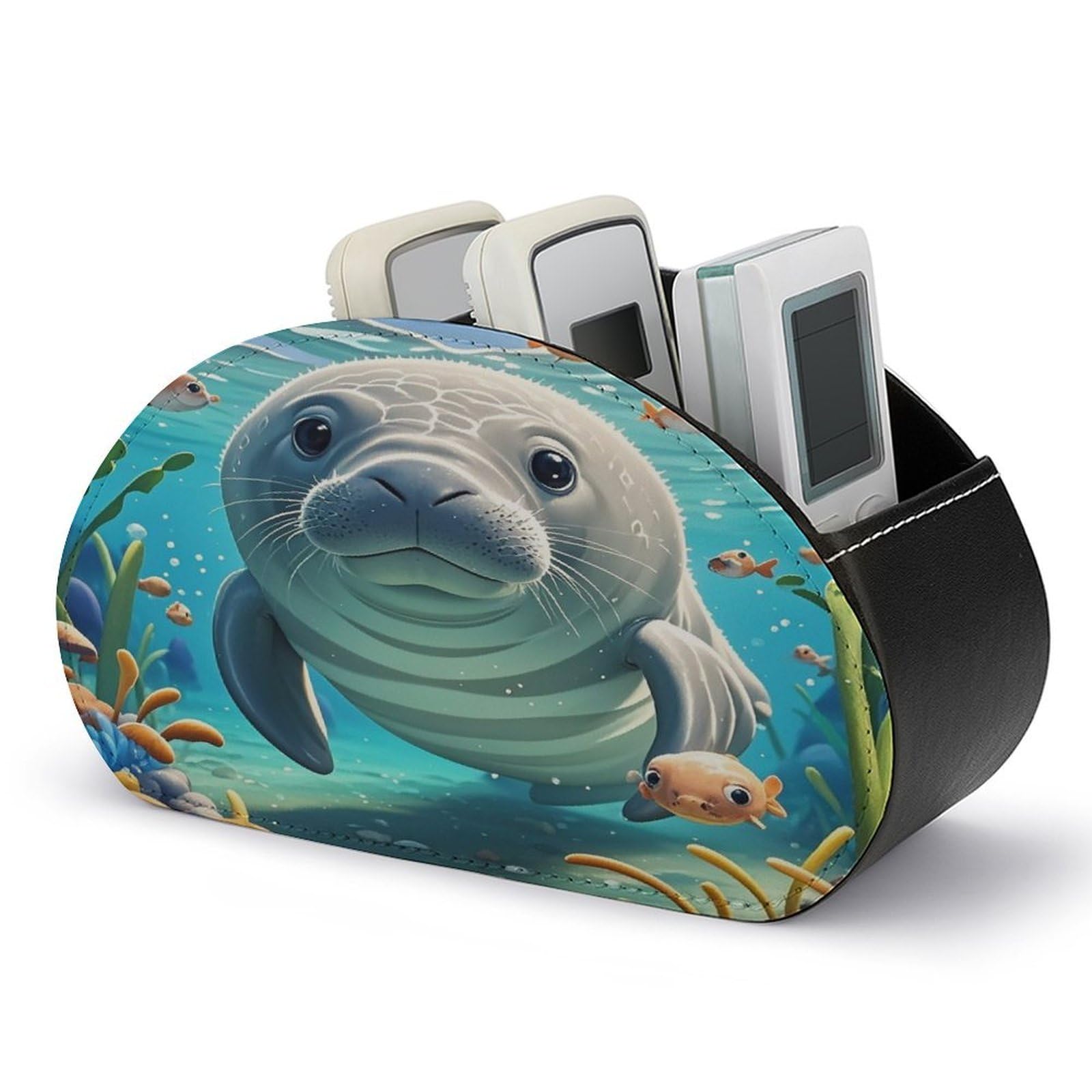Btcowzrv Style Cute Sea Animal Manatee Remote Control Holder With 5 Compartments