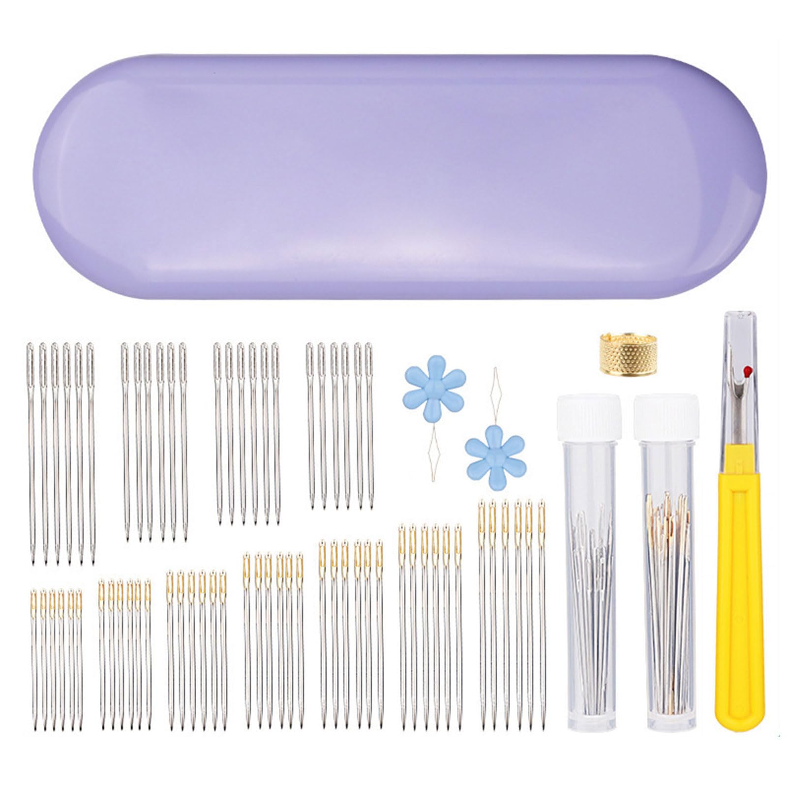 Portable Sewing Set with Clear Needle Holder for Quilting and Garment Mendings Sewing Needle Set