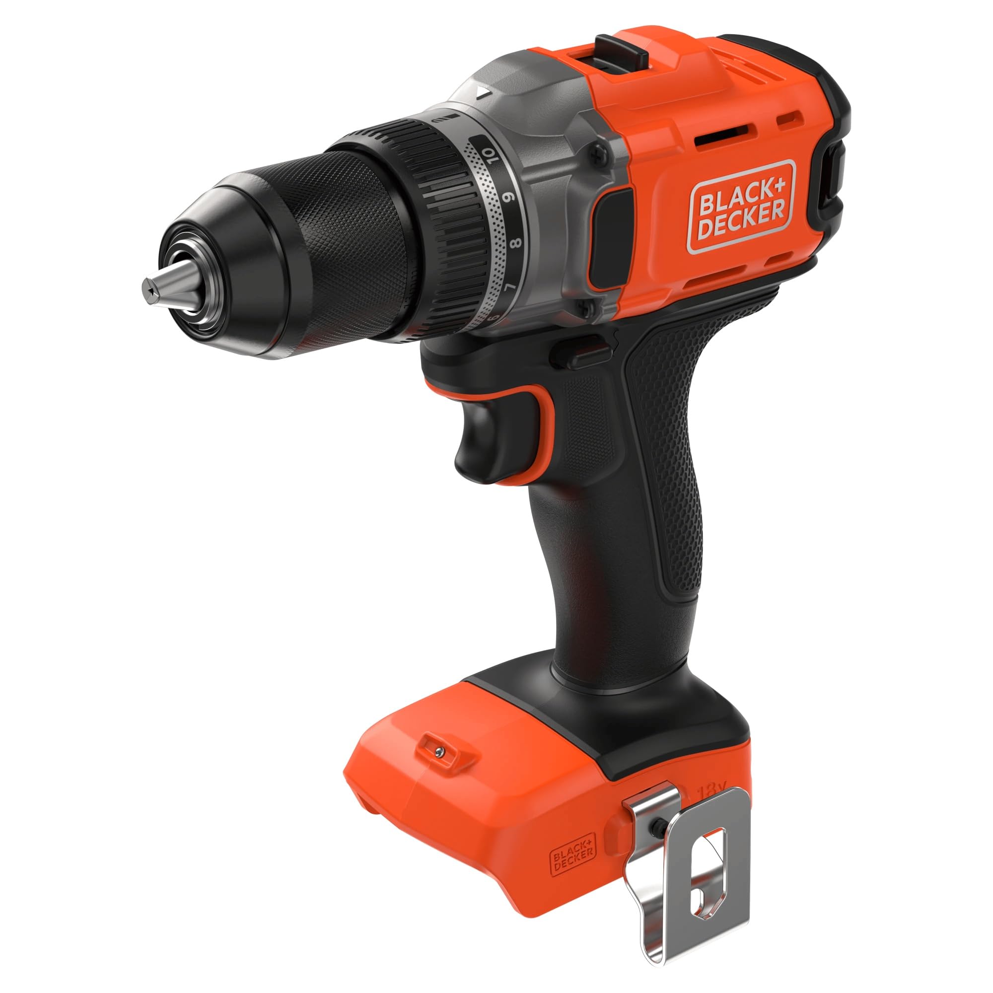 BLACK+DECKER Trapano Avvitatore Senza Fili 18V, Coppia Massima 45Nm, 2 Impostazioni di Velocità, Mandrino Autoserrante e Luce LED, BCD382XN-XJ | Coppia Massima 45Nm, 2 Impostazioni di Velocità, Mandrino Autoserrante e Luce LED