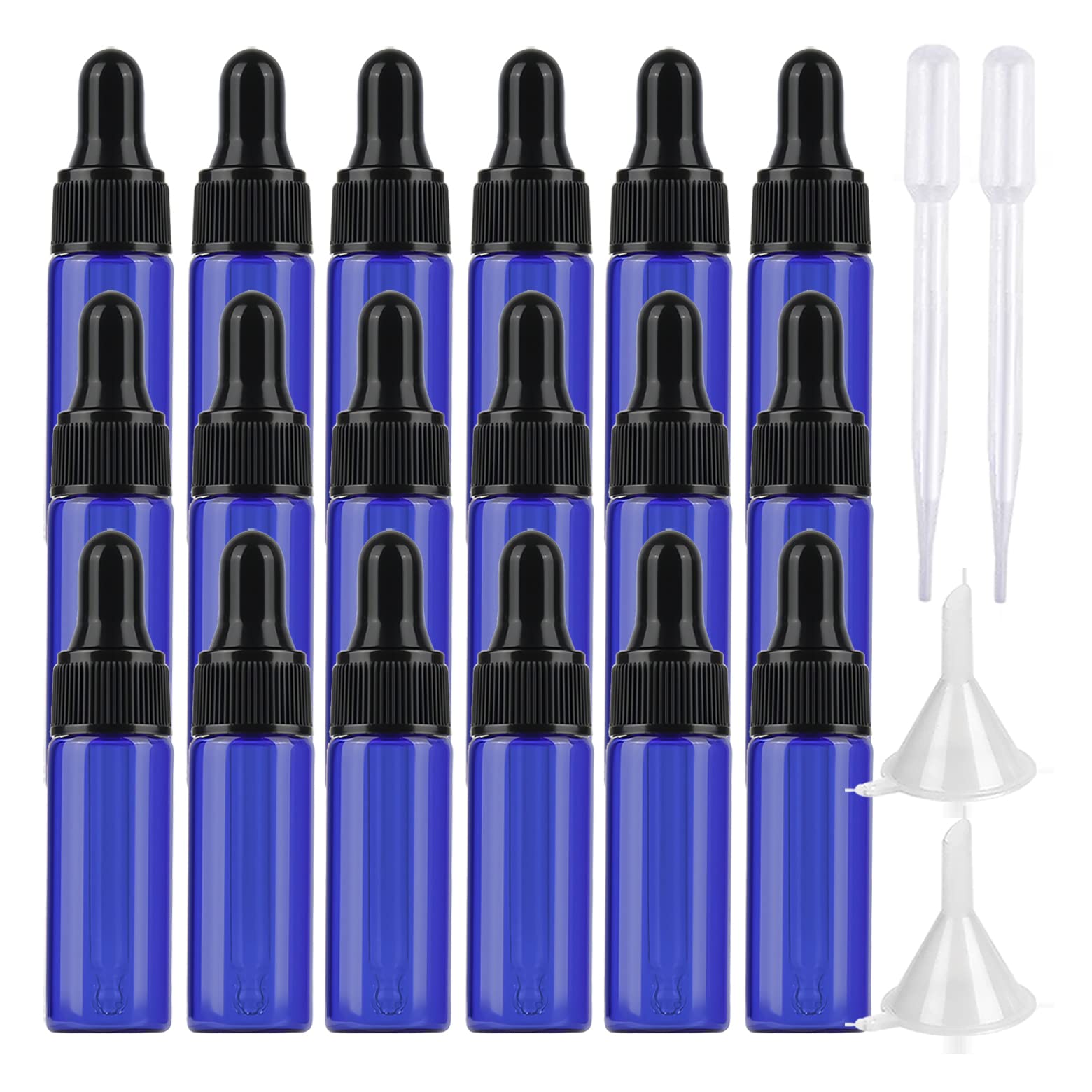200 Stück Mini Leere 5 ml Leere Blau Glasflasche mit Pipette Tropfflasche Pipettenflaschen Tropfpipetten Glaspipette für Essenzen Parfüm Aromatherapie ätherische Öle