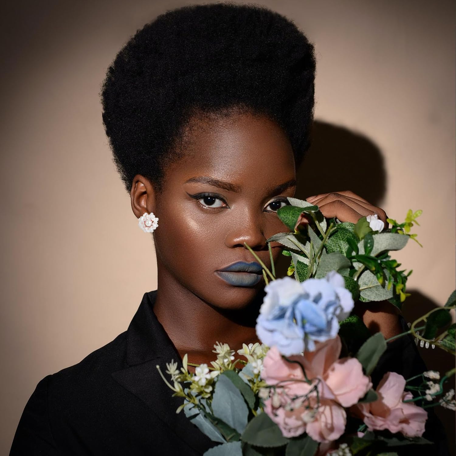 Flower Pearl Stud Earrings for Women Dainty 14K Gold Plated White Round Shell Flower Floral Hydrangea Clover Cluster Leaf Blossom Elegant Wedding Birthday Holiday Jewelry Gifts - Image 5