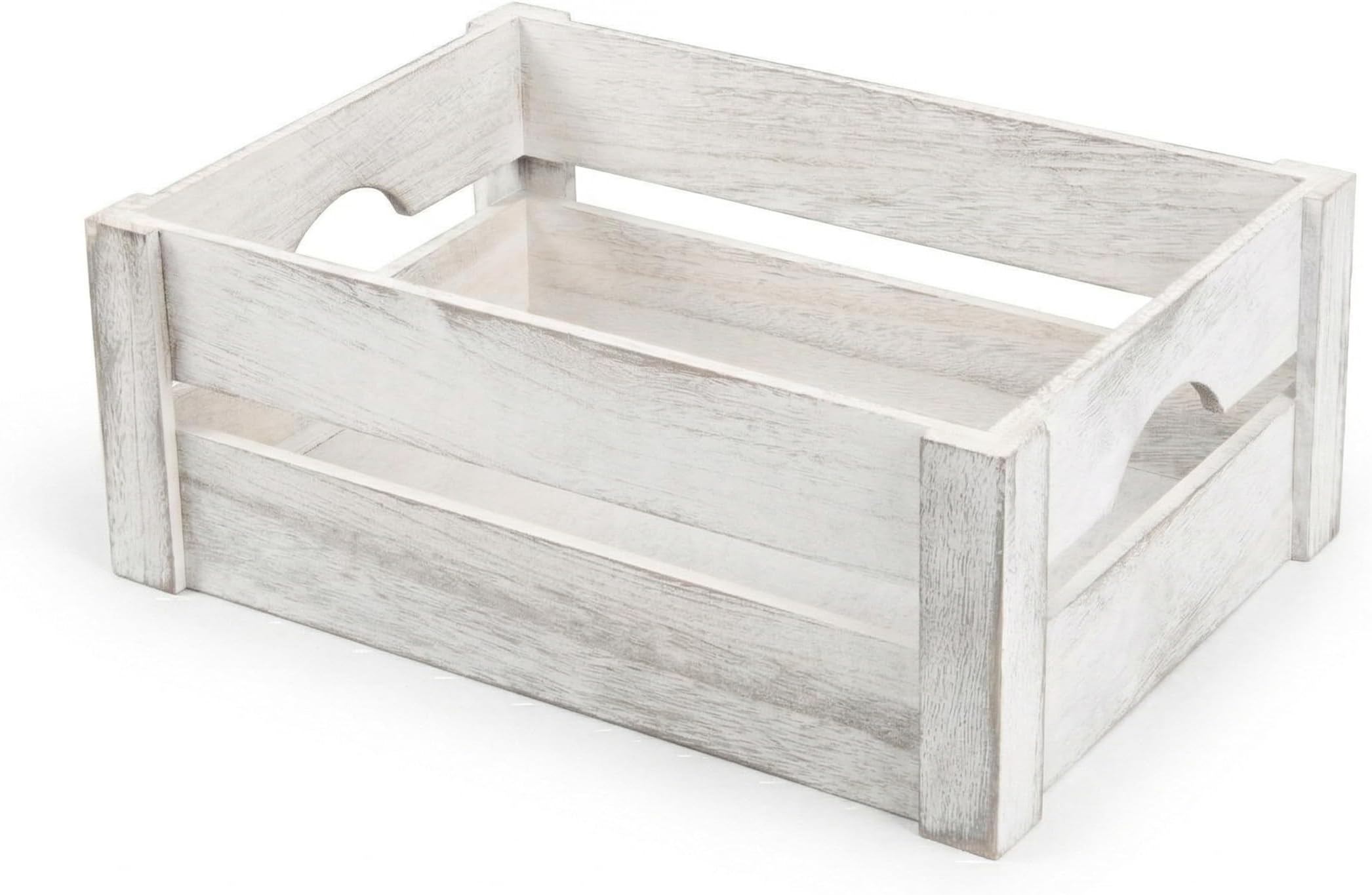 Wickerfield Wooden Box for Storage Hampers Garden Wedding, Dog Toy Wooden Crate with Handle, Wooden Baskets for Storage, Hamper Boxes Empty (White Wash, Small)