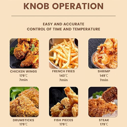 Miniatura 4 de Vexon Electirc Freidora de 5 litros21 tazas, freidora con cestas para uso doméstico, 1800 vatios, temperatura ajustable, ventana de visión (una