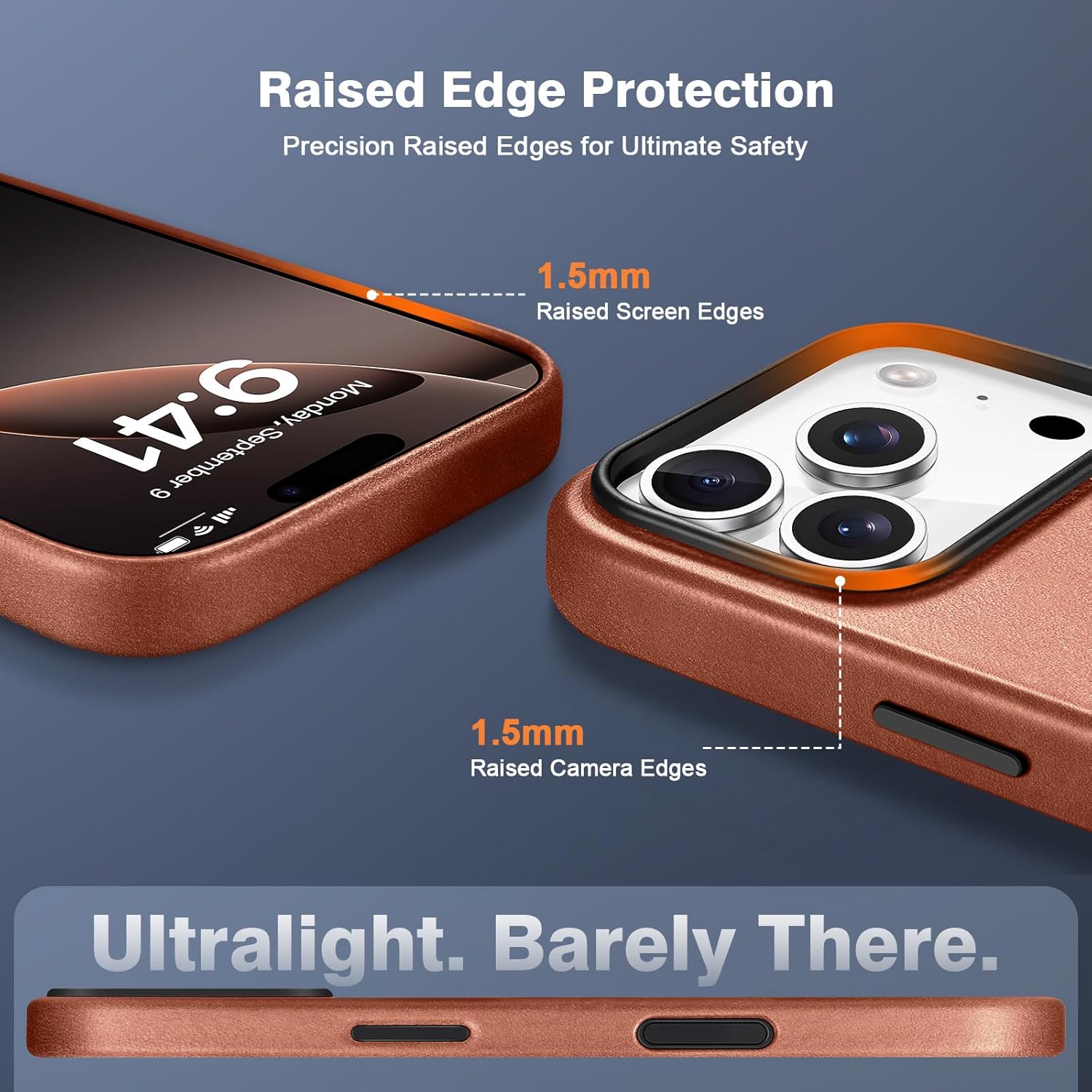 ICARER iPhone 17 Pro Case, Genuine Leather Case, Compatible for MagSafe Wireless Charging, Compatible with Apple iPhone 17 Pro 6.3 inch 2025 Model (Brown)