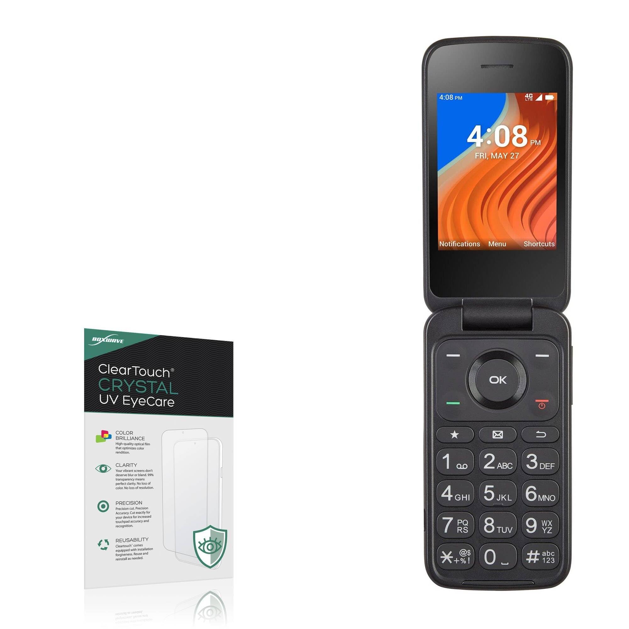 BoxWave Screen Protector Compatible With TCL Flip 2 - ClearTouch Crystal Anti-UV EyeCare (2-Pack), Filters out Harmful Blue Light Reduce Fatigue