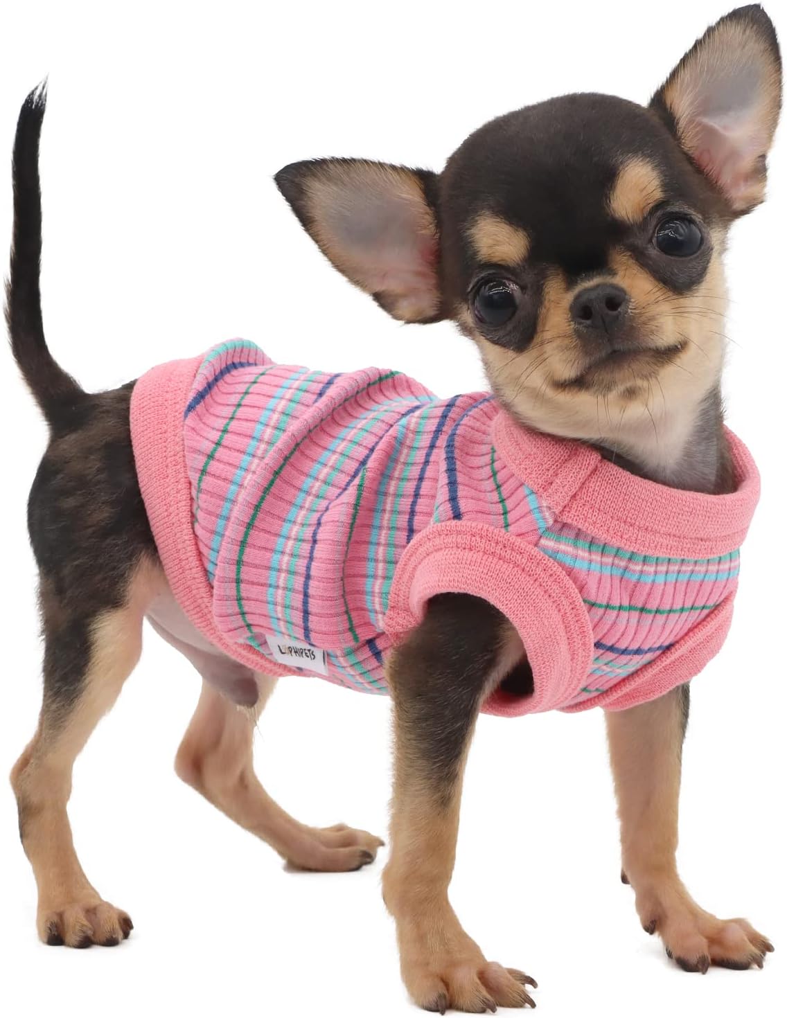 LOPHIPETS 100% Cotton Rib Dog Shirt Vest for Small Dogs Teacup Chihuahua Yorkie Puppy Clothes Tank Tee-Pink/XS