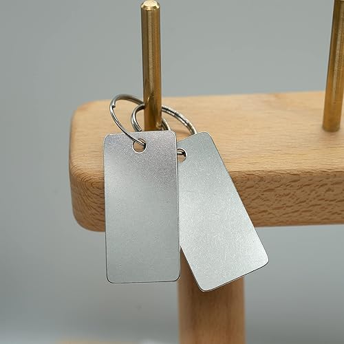 Miniatura 6 de StayMax Paquete de 50 etiquetas rectangulares de acero inoxidable con grabado en blanco con un agujero