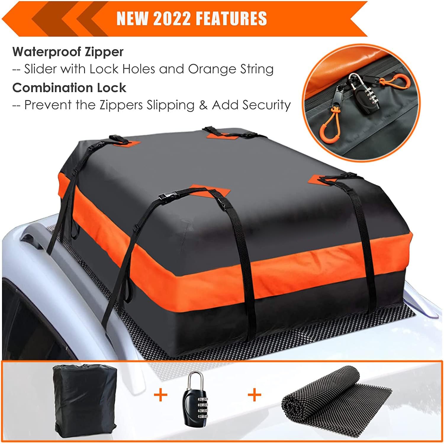Box da Tetto per Auto per Toyota AYGO Hatchback, Impermeabile Oxford Panno Grande Tetto Cargo Carrier Borse con Tappetino Antiscivolo,A/15cubic Feet(112 * 86 * 43)