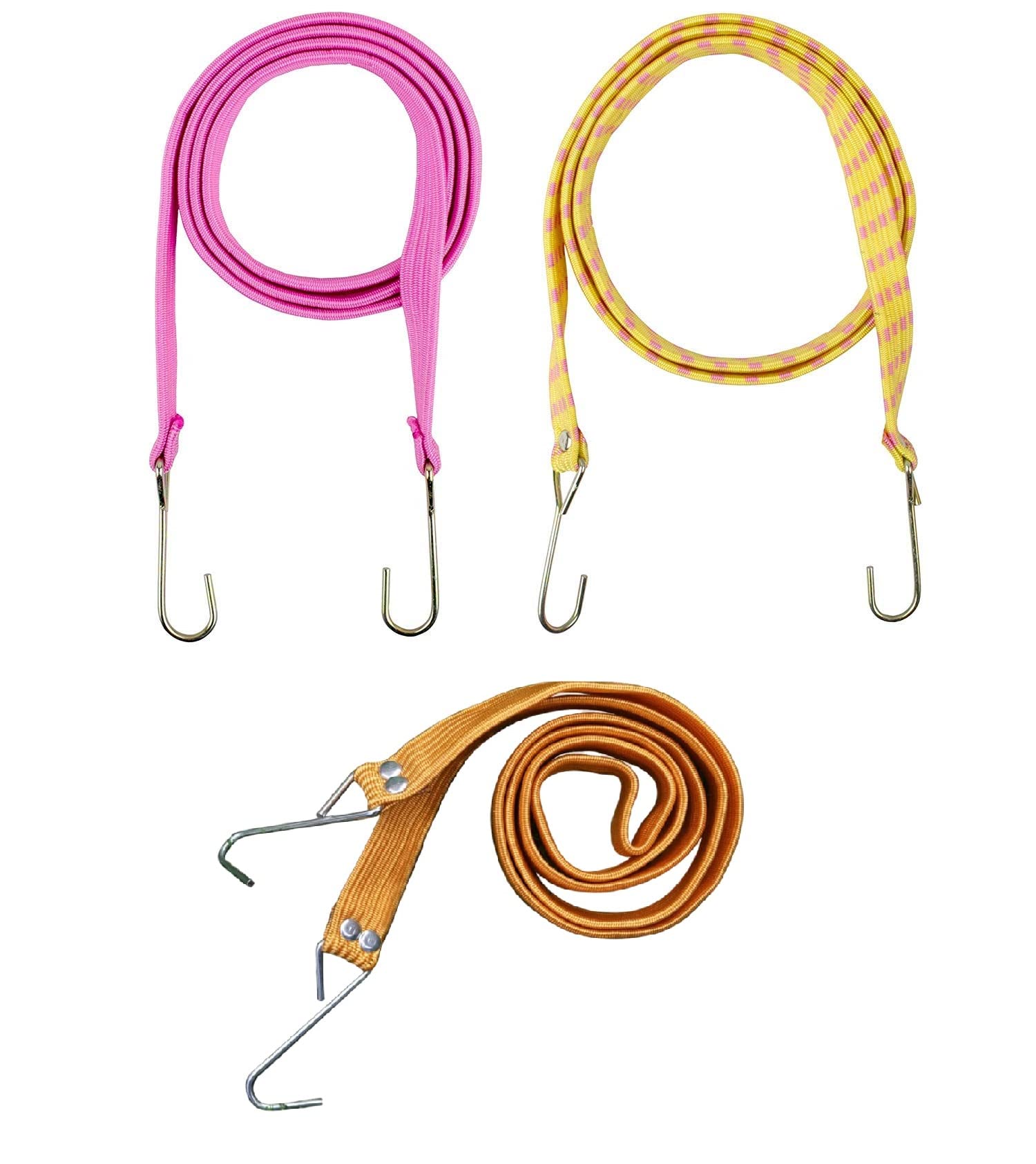 generic Sarthak 15 mm Multipurpose Ultra Flexible Rectangle Shaped Bungee Motorcycle Bike Luggage Elastic Strap/Rope with Metal ABS Hook Multicolour - 1 Pcs Each of 4ft, 5ft and 6ft (Set of 3 Pcs)-picture-38