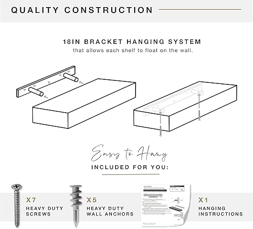 Miniatura 10 de MCS Estante flotante, estante de madera para decoración de habitación, negro, 24 x 8 pulgadas
