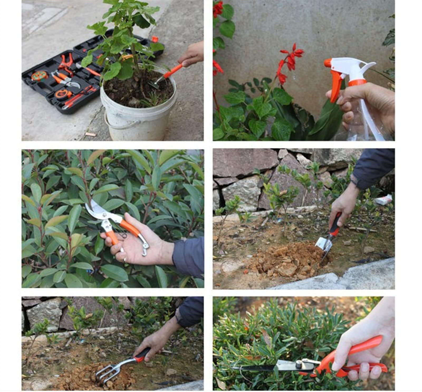 Juego de herramientas de jardín, 10 piezas, herramientas de jardinería resistentes, kit de regalo de herramientas de mano con bolsa de jardín, regalos de jardinería perfectos for hombres y mujeres, he