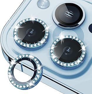 واقي لعدسة الكاميرا بلينج دايموند من الزجاج المقوى شفاف HD عالي الدقة لامع ومقاوم للخدش ويتوافق مع جراب موبايل آيفون 13 برو وآيفون 13 برو ماكس من اكس فيلم، لون فضي دايموند
