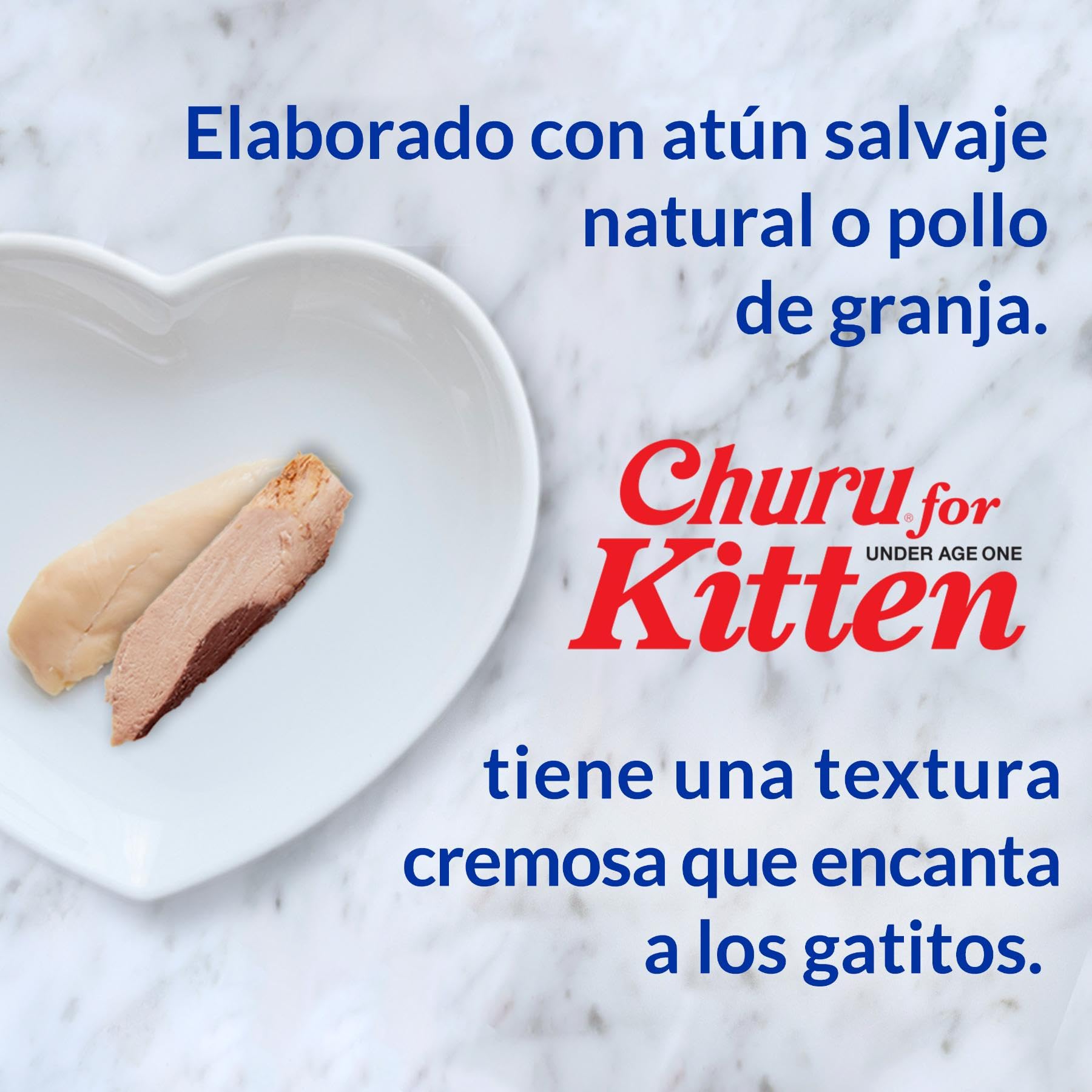 INABA Churu Kitten Gatos - Recetas Saludables de Atún y Pollo - Snack para Cachorros Menores de 12 Meses - Alimento con Omega 3 y 6 - Sin Conservantes ni Colorantes - 280g (20 Tubos x 14g)