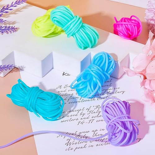 Miniatura 6 de FASHEWELRY 32.8 yardas 0.079 in Cables de goma para tejer cuerdas de peluquero 0.079 in de goma para puntada de goma protector de goma 6 colores
