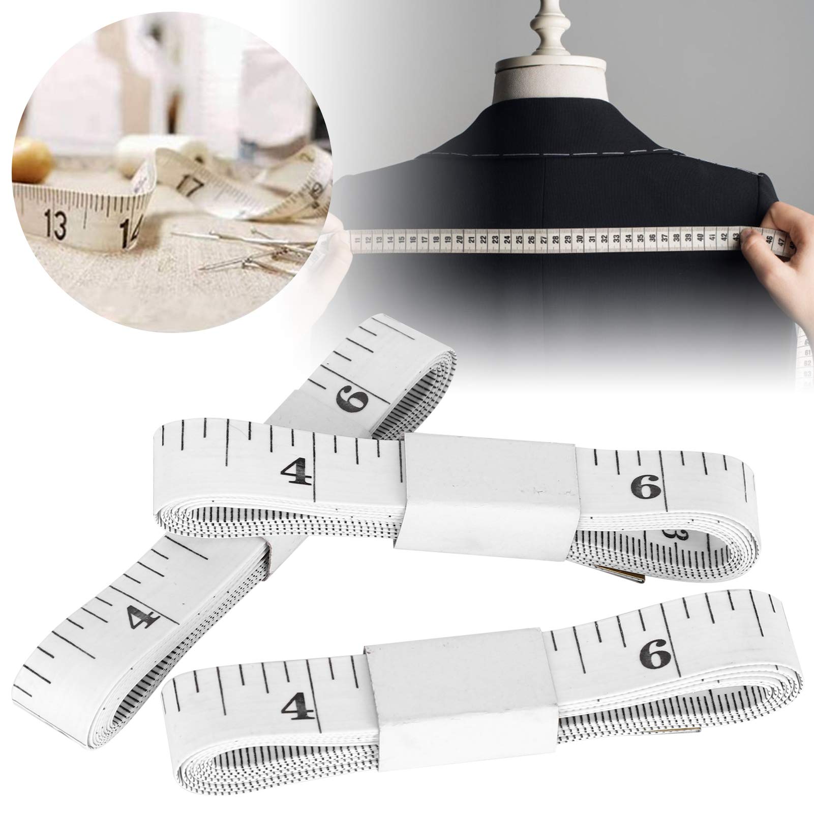 100 unidades de cinta métrica suave, regla de costura de plástico flexible para medir el cuerpo, cinta de sastre con doble escala y extremos de metal para medir superficies curvas