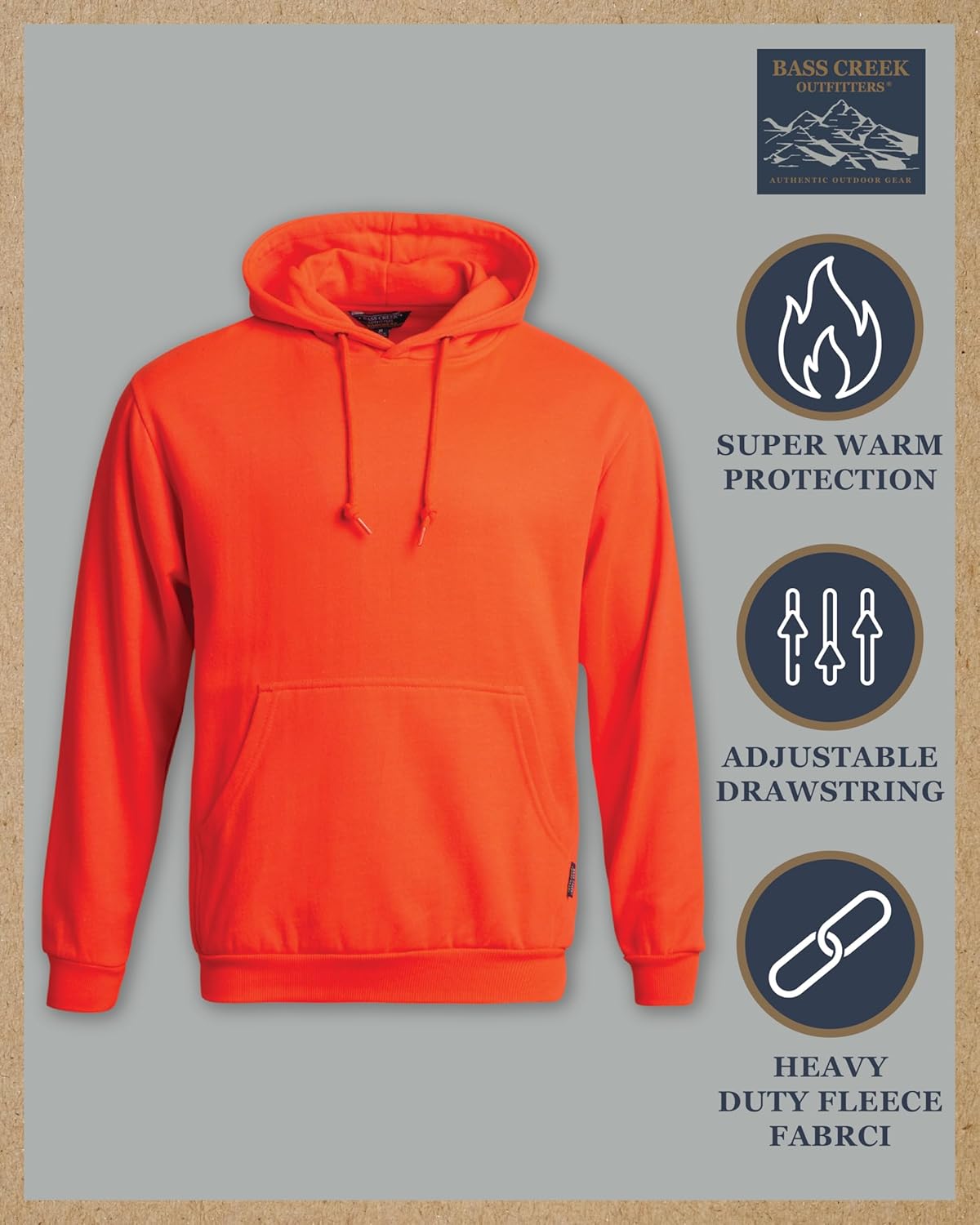 Bass Creek Outfitters Mens Hoodie - High Visibility Safety Pullover Hooded Sweatshirt - Workwear Hoodie for Men (S-XXL) - Image 2