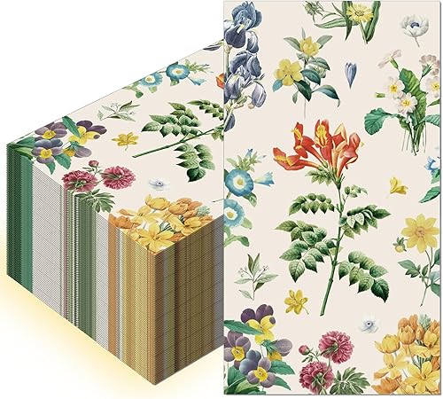 120 toallas de mano desechables, servilletas de papel floral vintage, servilletas de invitados de acuarela, servilletas vintage de flores