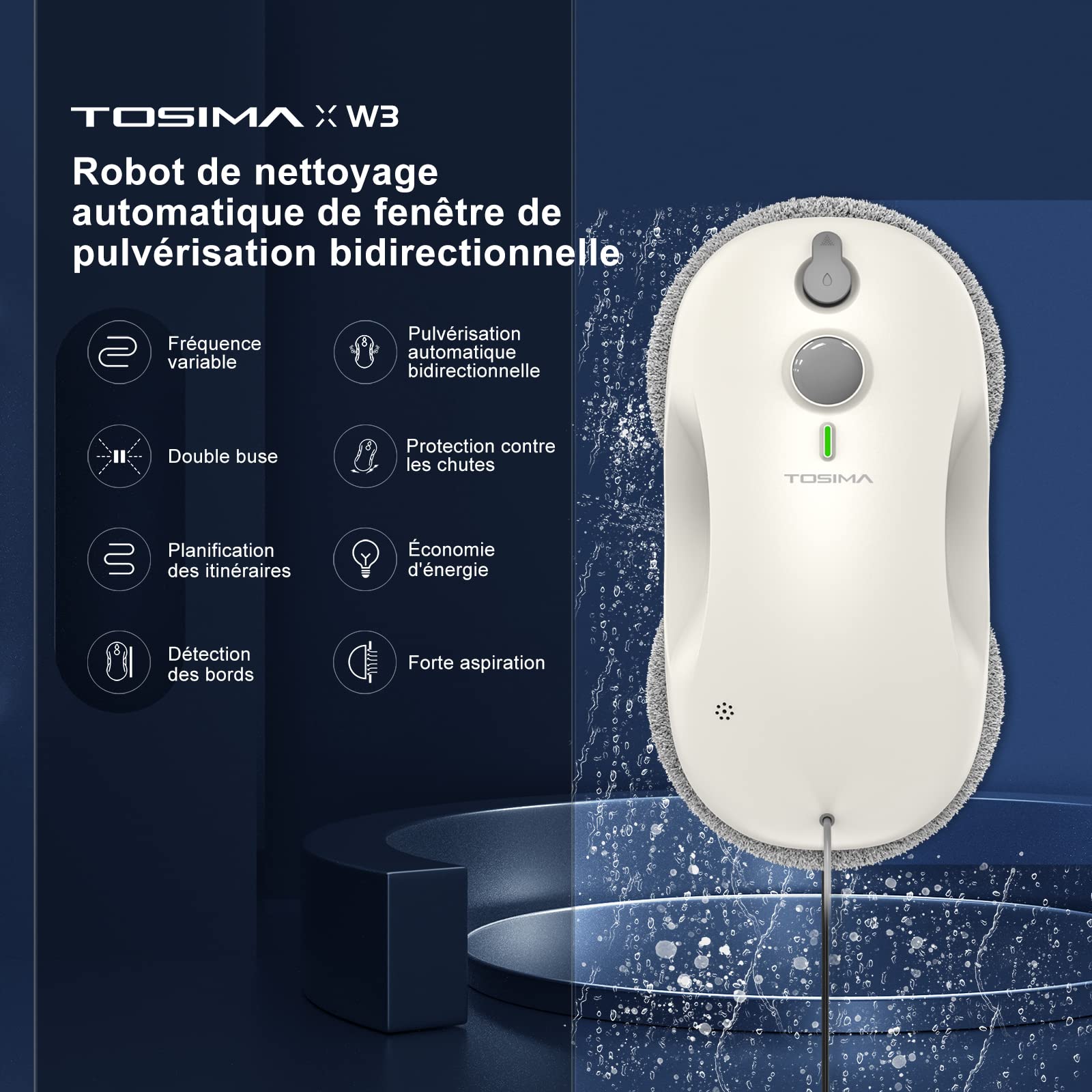 Tosima W3 Robot Window Cleaner, Automatic Dual Direction Spray