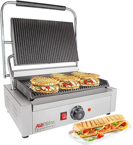 myeasyshopping comercial parrilla de Panini Press Sandwich con estriado platos 120V Sandwich comprimido alimentos aparatos de cocina restaurante