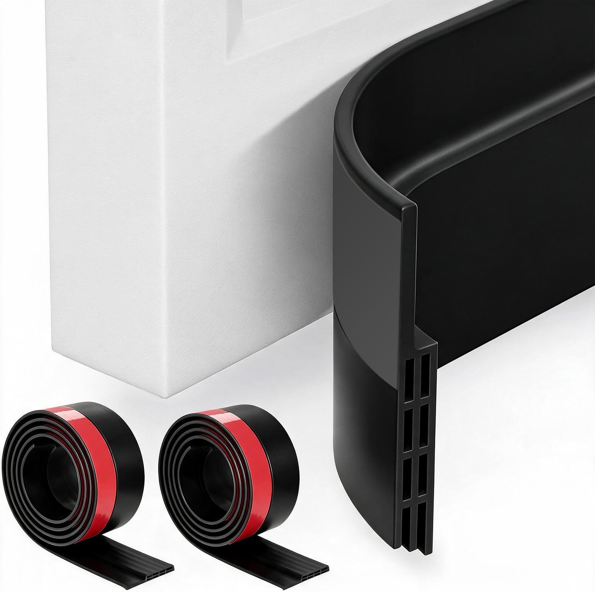 GroTheory 2 Pack Under Door Draft Stopper, 39" L Weather Stripping Door Seal, Bottom of Door Sweep for Exterior & Interior Doors, Garage Window Blocker Noise Dust Insulation Draft Guard, Black
