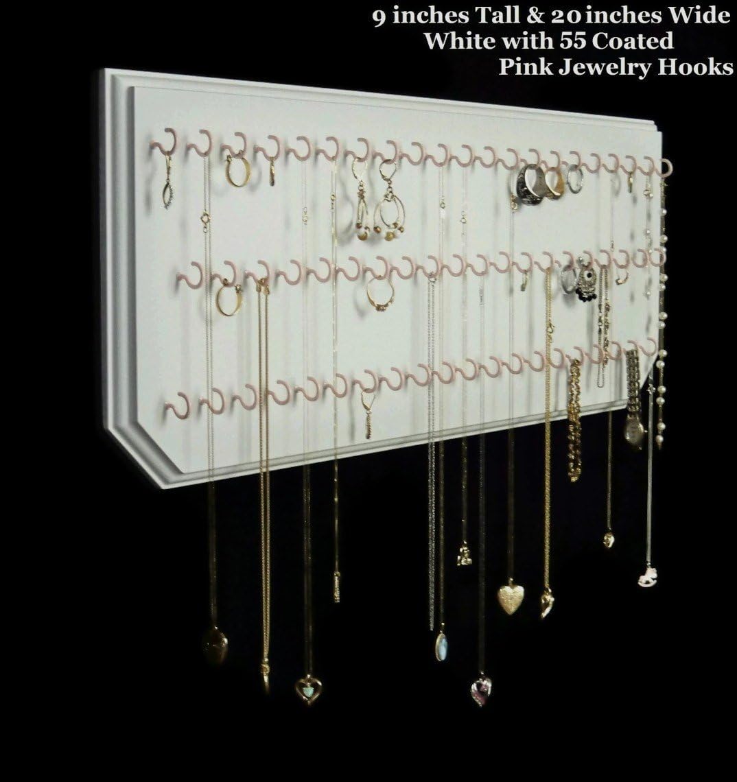 9x20White 55Pink, Jewelry Organizer, Necklace Holder