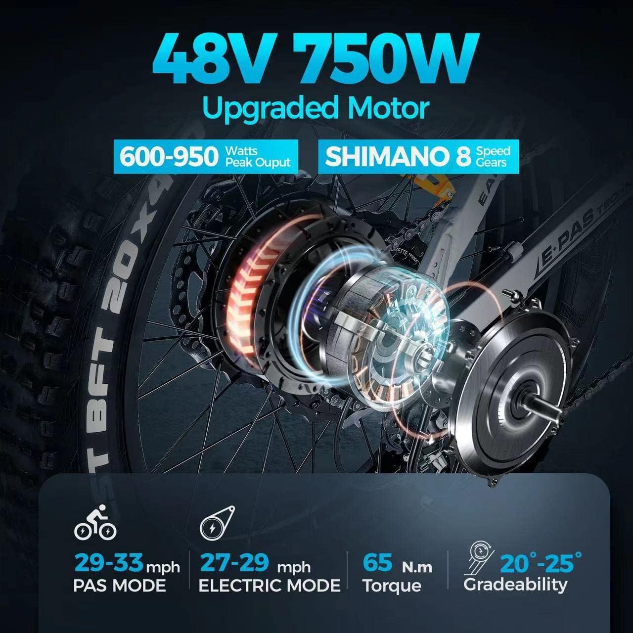 Buy Eahora X7 Special 750W 17.5AH Long Range Electric Bike Up to 33MPH