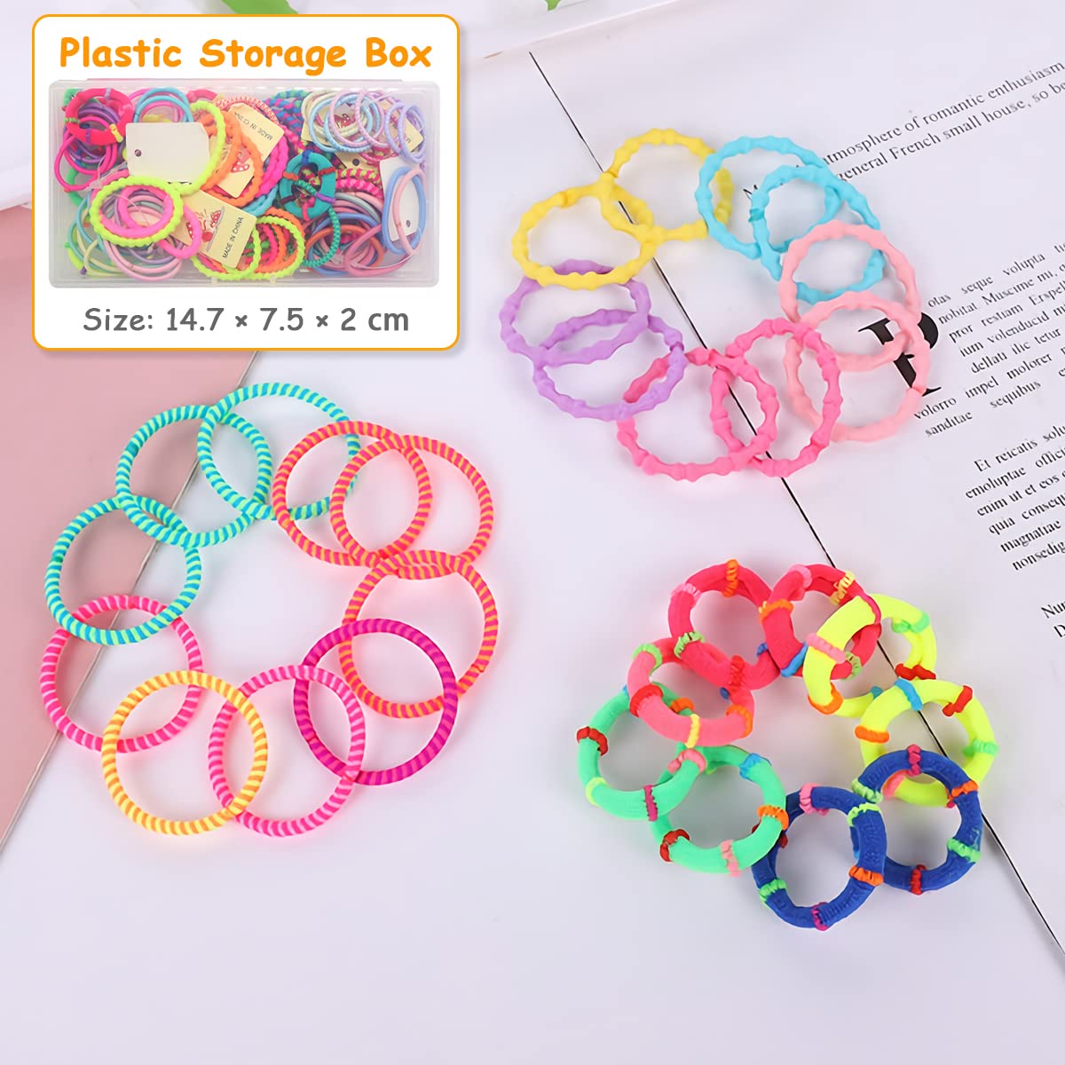 YUTOU Pack of 100 Hair Bobbles Girls 10 Styles Scrunchies Elastic Hair Bobbles Multicoloured Small Braid Scrunchies Mini Thin Hair Accessories Ponytail Hair Band Set for Children, Babies, Girls and - Image 4