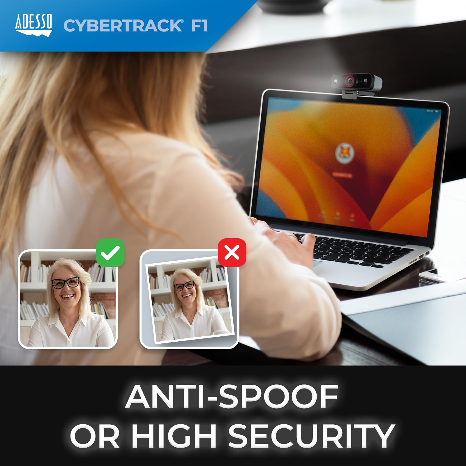 Kamera internetowa USB o stałej ostrości 1080P HD z regulowanym kątem widzenia i kompatybilnością z systemem Windows Hello z wbudowanym podwójnym mikrofonem, migawka prywatności, tryb audio/wideo, przełącznik wł./wył. i uchwyt na statyw