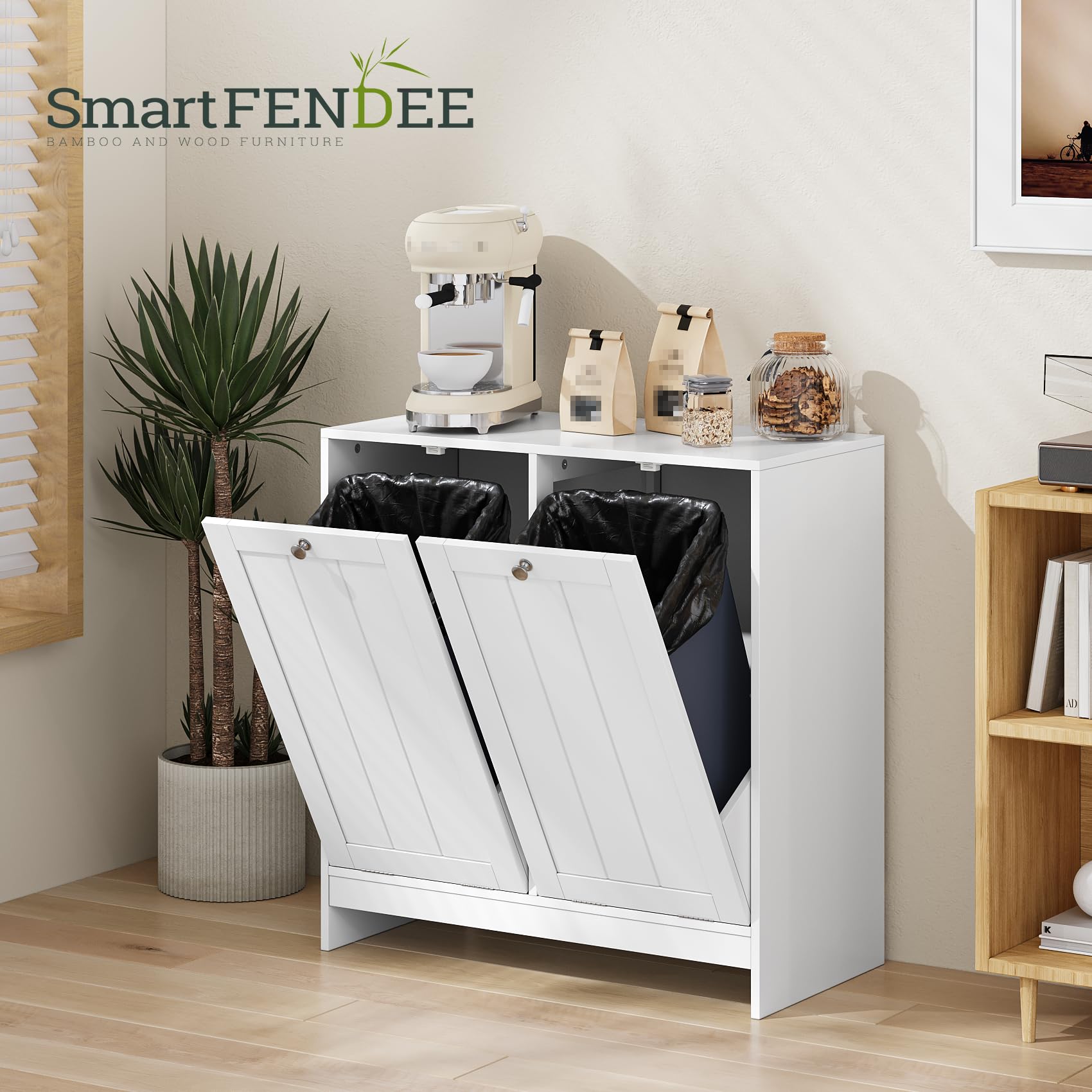 Smart FENDEE Double Tilt Out Laundry Hamper Cabinet with 2 Baskets