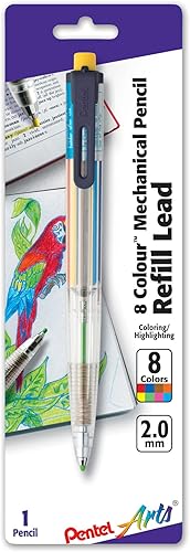 Pentel Arts - Lápiz automático de 8 colores, colores de clip de acento surtidos, 1 paquete (PH158BP)