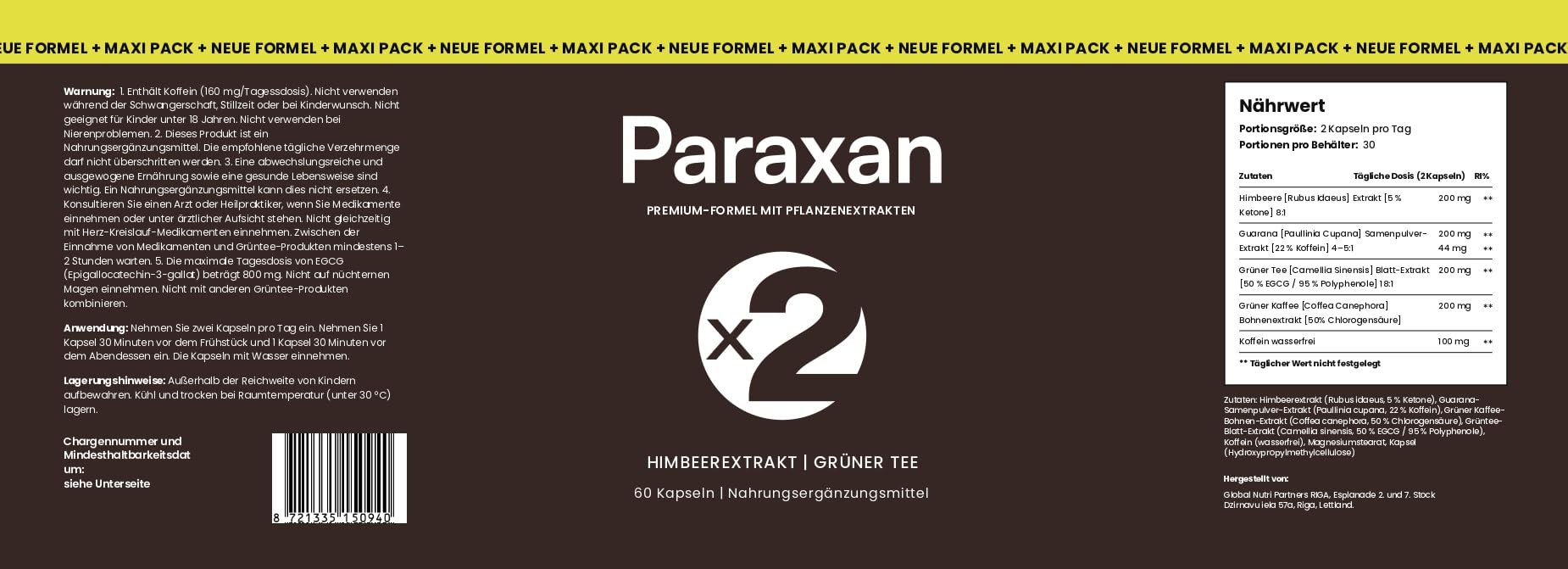 Nahrungsergänzungsmittel Mit Grüner Kaffee-Extrakt und Grüner Tee, 450mg