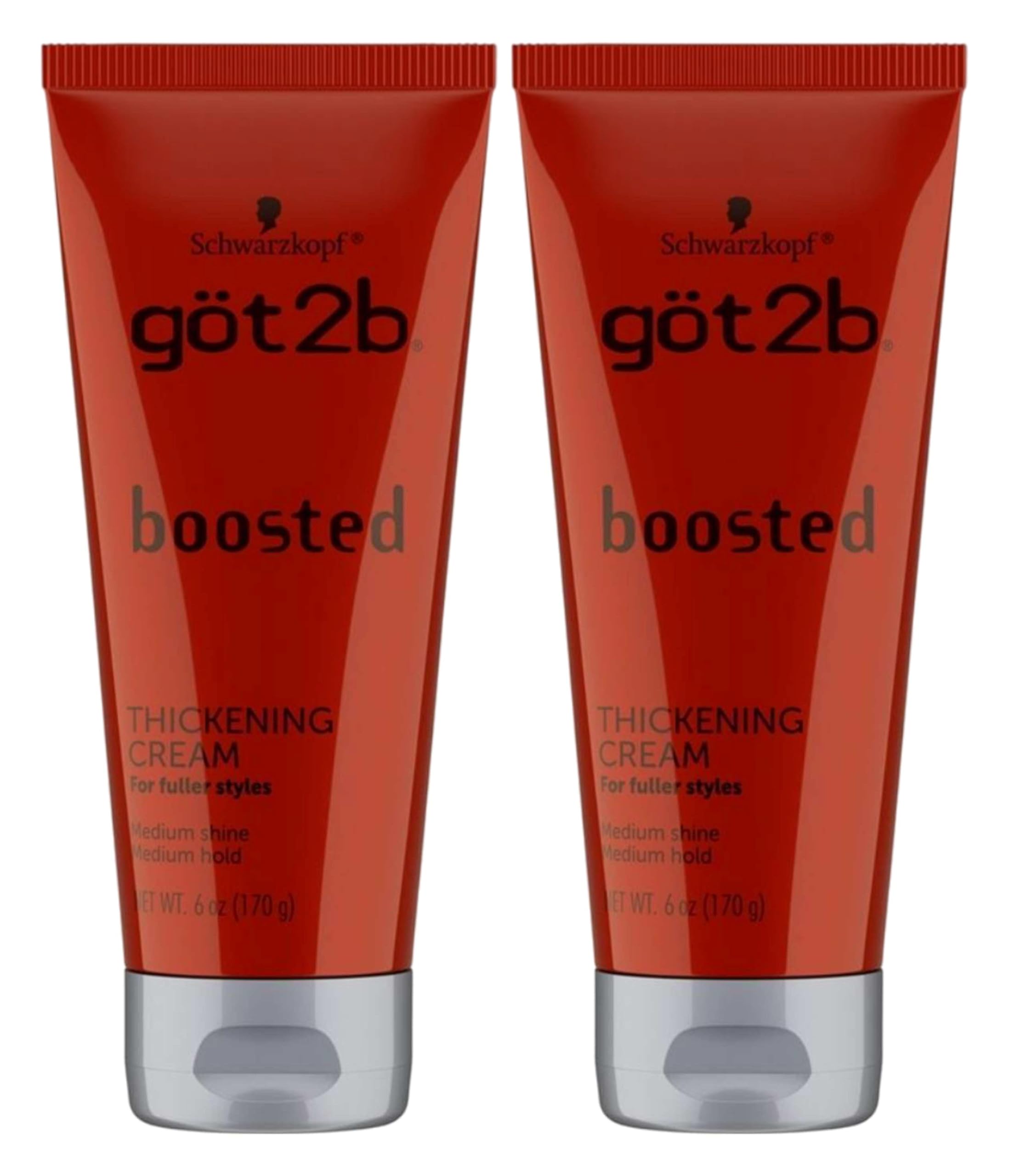 Got 2B Boosted Hair Thickening Cream for Fuller Styles, Medium Shine, Medium Hold, 6 Ounce - 2 Pack