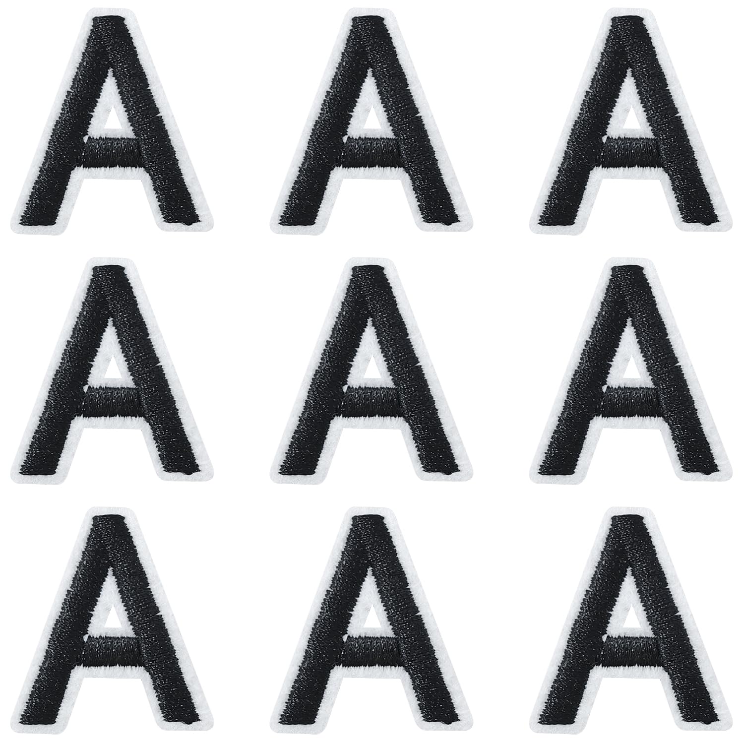 IANZE 9PCS Iron on Letter Patches, Black Letter A Patches Embroidered Letter Patch for Clothing, Jeans, Hats, T-Shirts, Backpacks, Etc. (Black-A) โ image 1