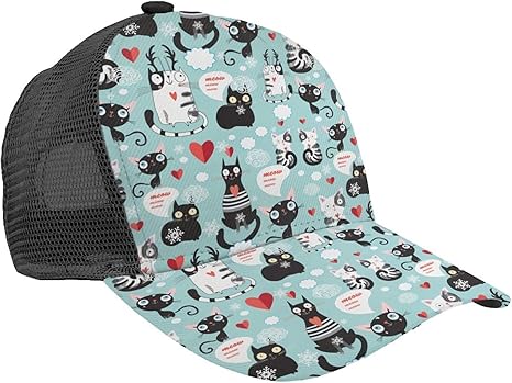 Amazon Co Jp キャップ メンズ レディース 黒と白 猫 ねこ柄 雪 野球帽 帽子 小顔効果 ベースボールキャップ スポーツ 日焼け防止 ゴルフ つば広帽子 カジュアル 通気性 調整可能 ヒップホップ アウトドア プリント ホーム キッチン
