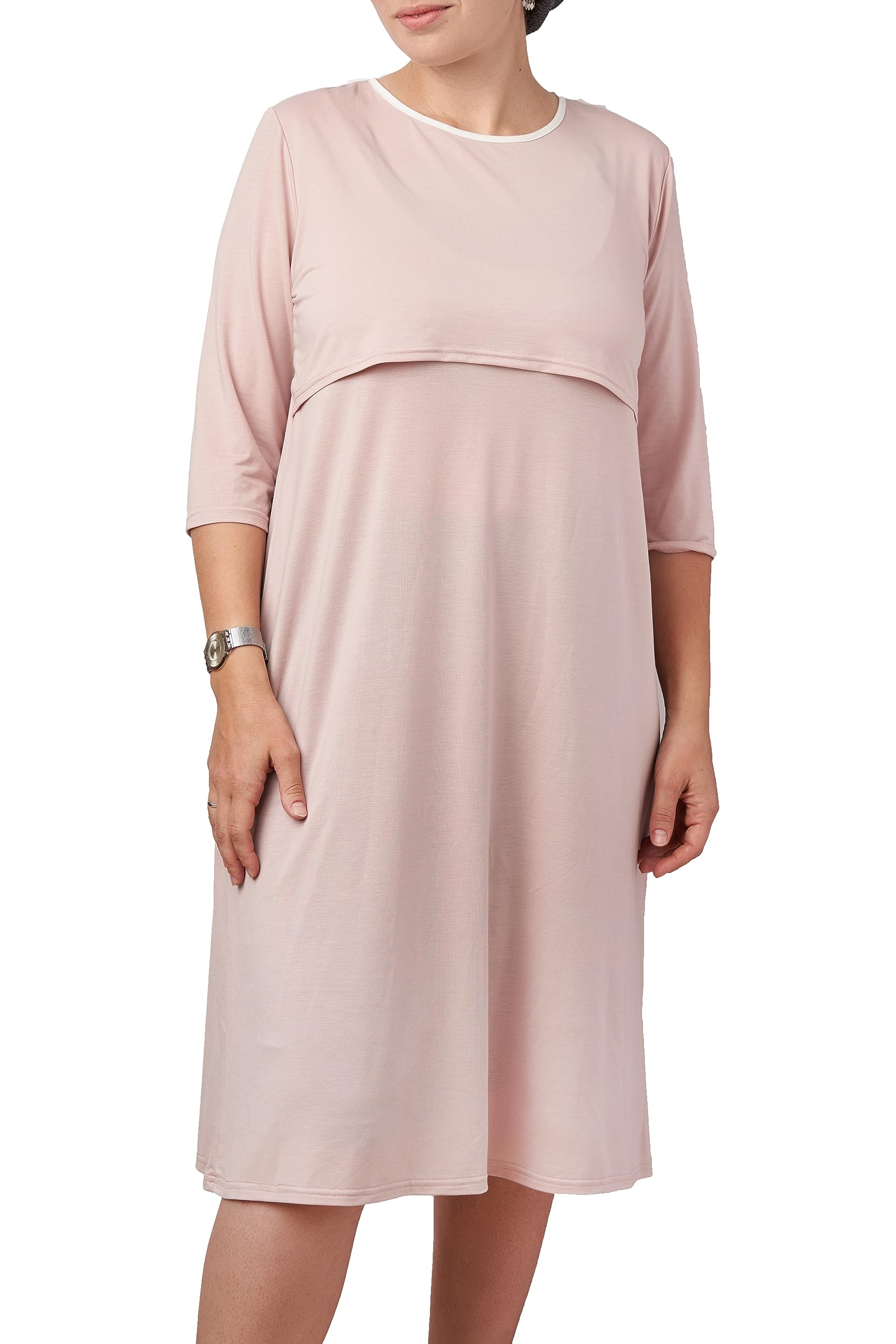 Ermandina Maternity Nursing Nightgown for Hospital Breastfeeding Sleepwear Modest Nightie