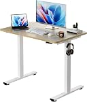 Okin Small Electric Standing Desk, 40" x 24" Whole Piece Height Adjustable Desk, Oak Sit to Stand Desk Computer Workstation for Home Office