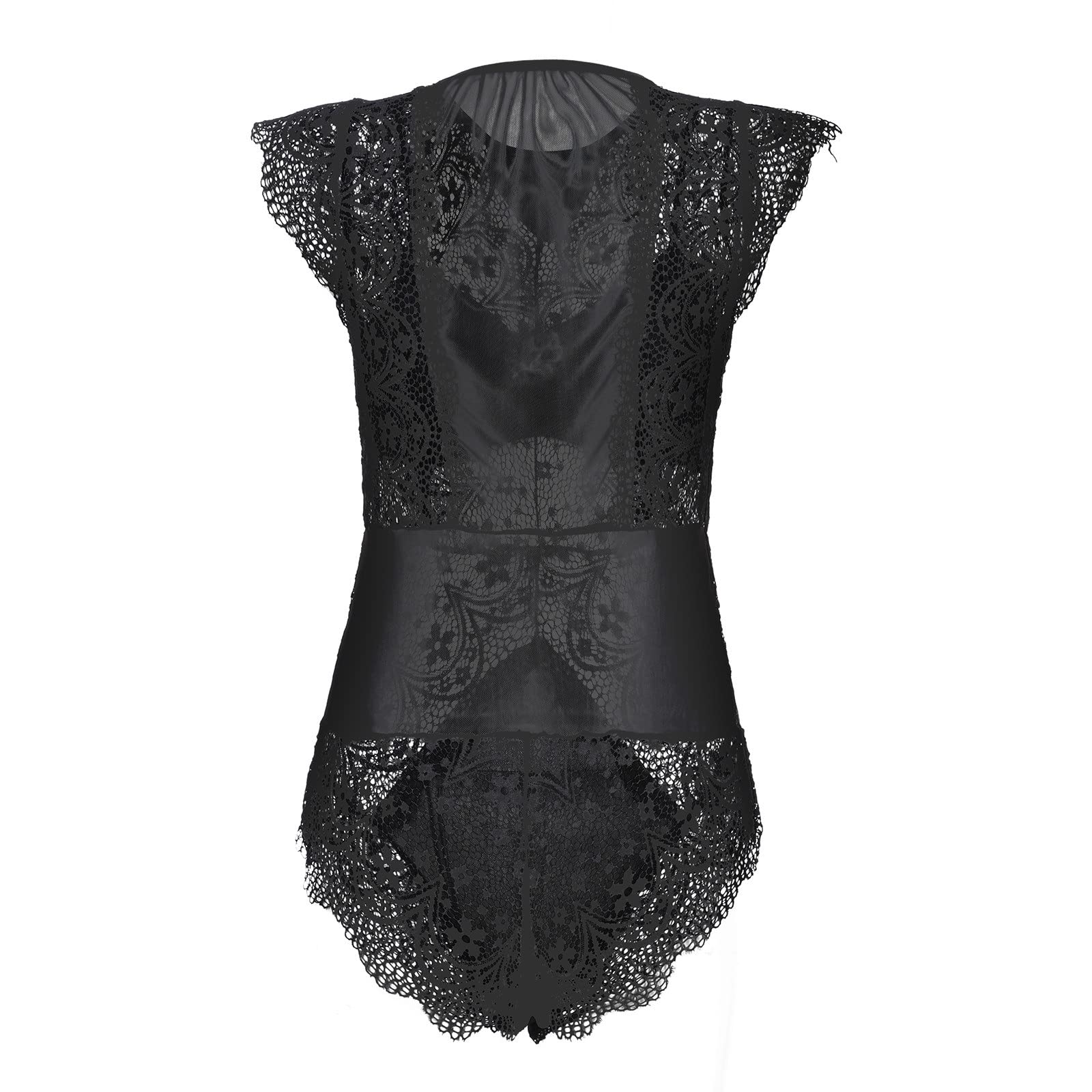Body en Dentelle Transparente pour Femme, Lingerie Sexy, vêtements de Nuit en Maille Transparente (Couleur : A, Taille : XXL) (AL)