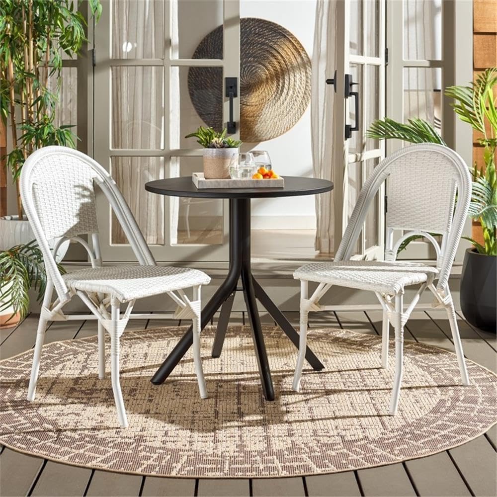 Pemberly Row Aluminum Side Chair Set of 2, 21.3" x 19.7" x 32.7", Powder-Coated Crisp White Finish, Lightweight Weather-Resistant Indoor/Outdoor Seating, Contemporary Style for Patio or Dining Room