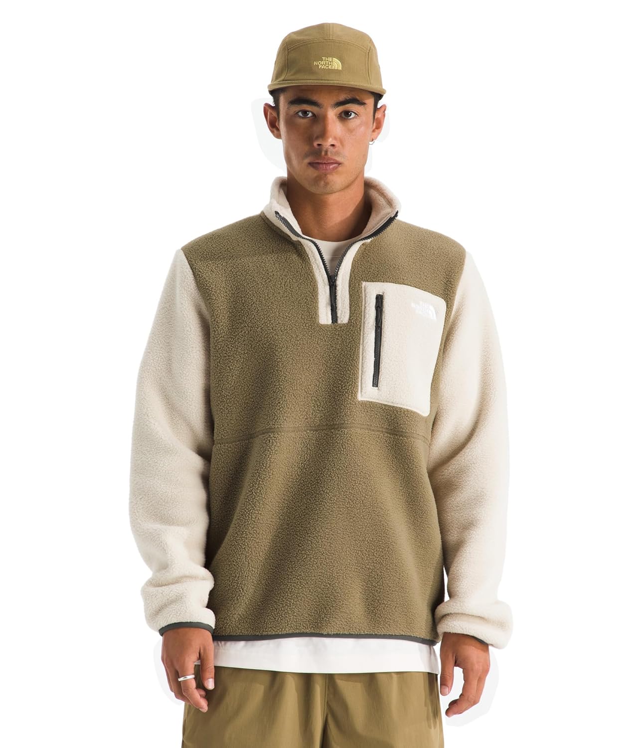 The North Face Mens Yumiori Quarter Zip Jacket - Lightweight Fleece Coat with Embroidered Logo Secure Zip Chest