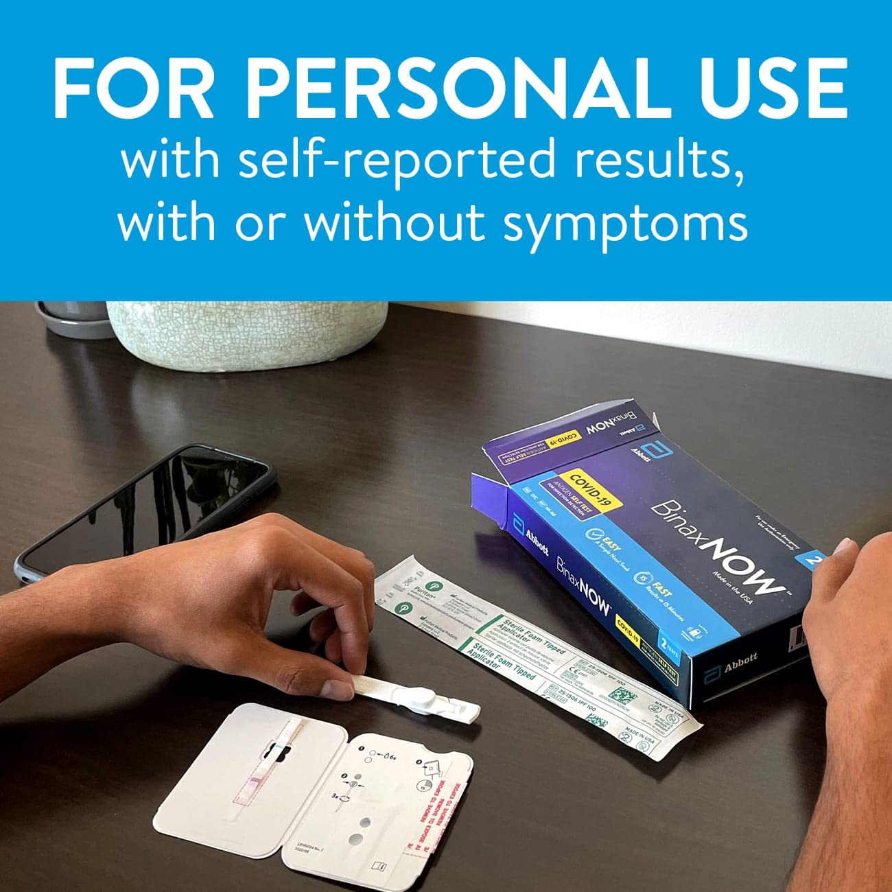 BinaxNOW COVID-19 Antigen Self Test, 1 Pack, 2 Tests Total, COVID Test With 15-Minute Results Without Sending to a Lab, Easy to Use at Home