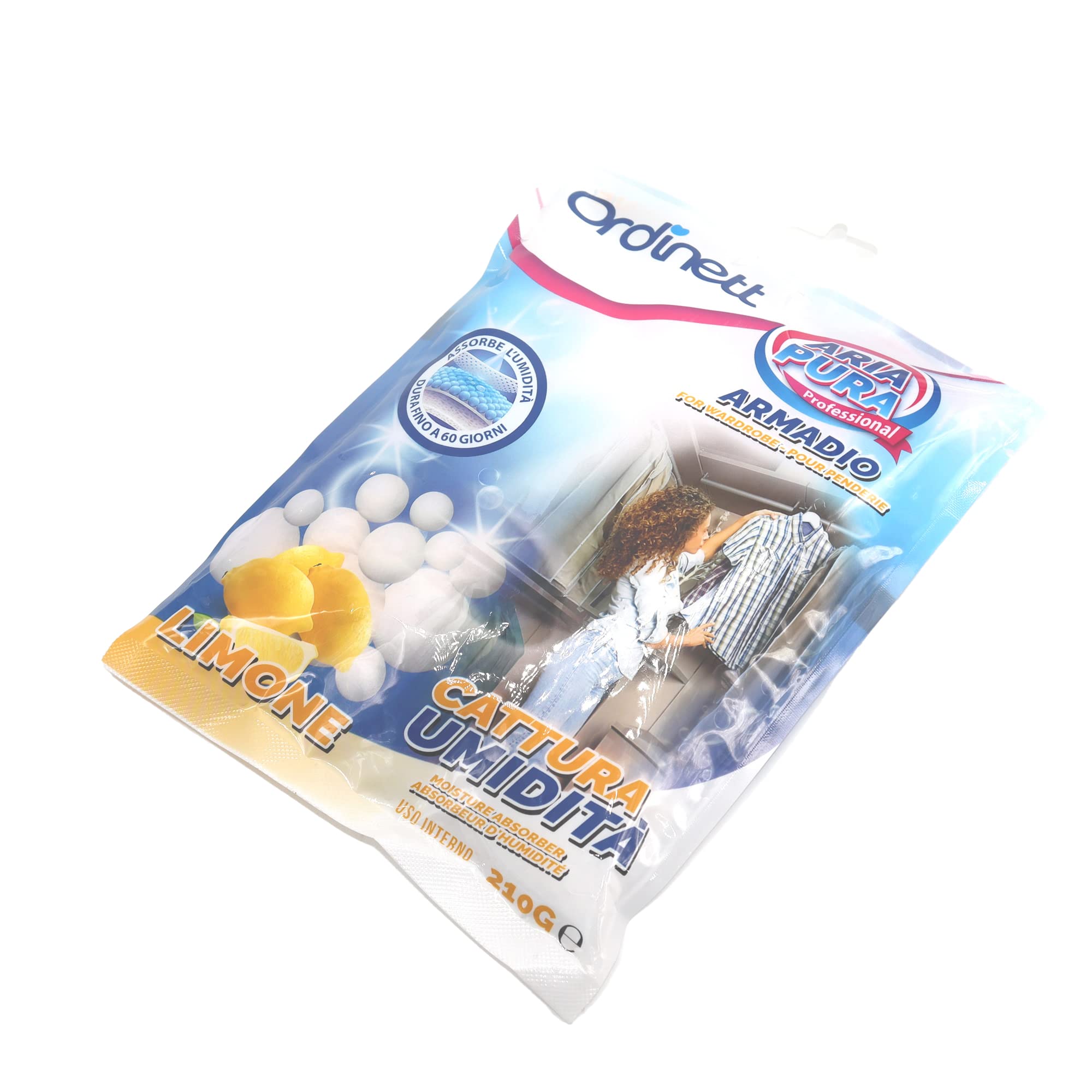 Ordinett Deumidificatore Cristalli per Armadio/Interni | Profumazione Limone | 210 gr | Elimina Umidità e Cattivi Odori