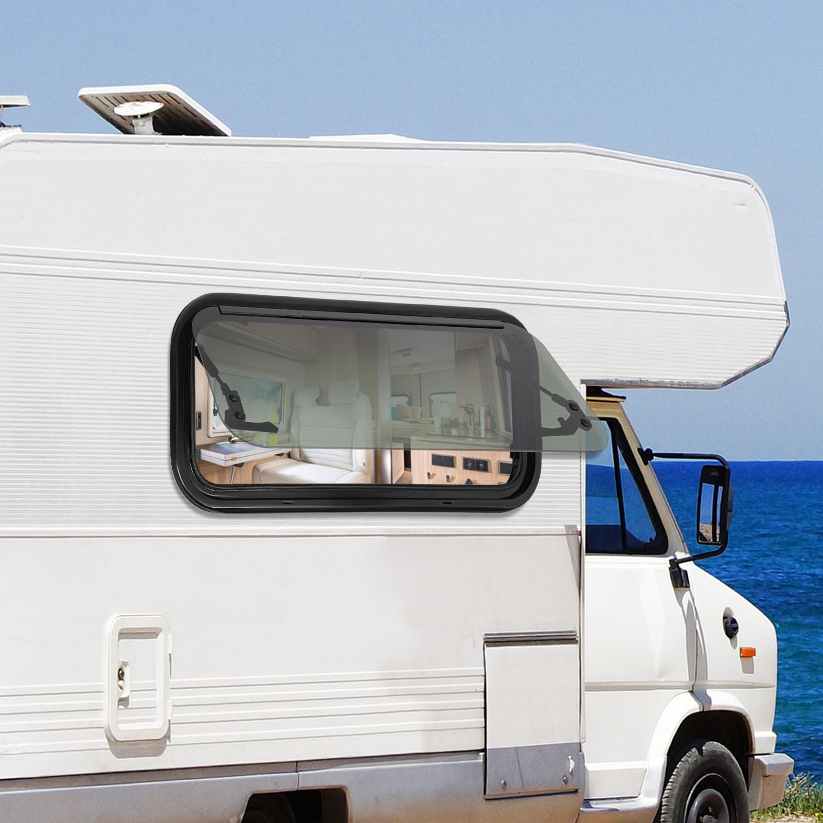 70x30cm Ventana de caravana 85°Ventana Camper Homologada estor | mosquitera con certificado ECE 43R, vidrio templado, para utocaravanas remolques camionetas conversión caravanas verticales