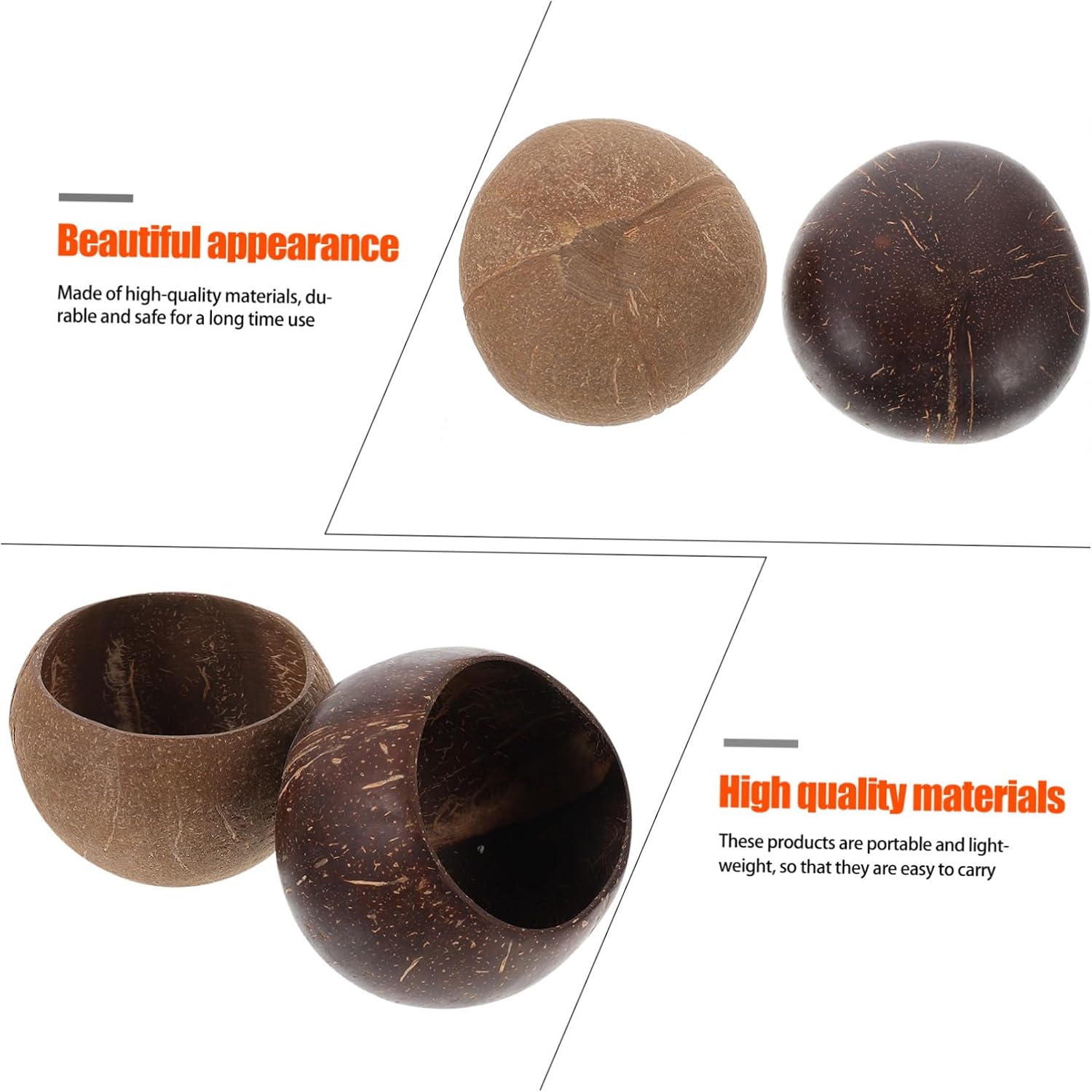 Cabilock Elegant Coconut Scented Candle Bowls Candle Holders Coconut Shell DIY Craft Jars Home Decor