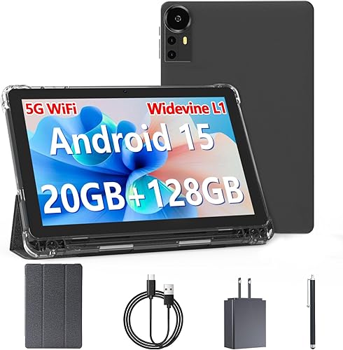 Tableta Android 15 de 10 pulgadas, tabletas de 20 GB RAM 128 GB ROM 2 TB expandible, tableta PC con procesador Quad-Core de 2.0 Ghz con estuche y