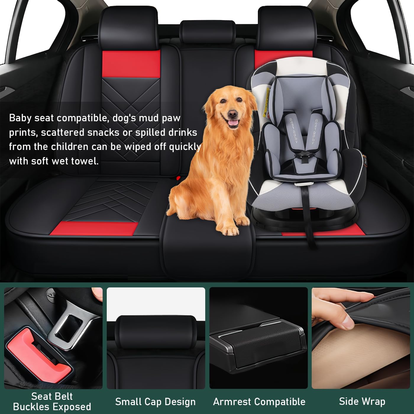 Seat Covers for Ford F150 2003-2025 | Car Seat Automotive Seat Protector | Seat Cover Compatible Airbag (Full Set, Black Red)